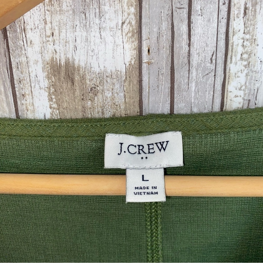 J.Crew Green Tie Front Button Front Top V Neck Casual Size L - Picture 6 of 6